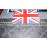 Vintage Large Union Jack Flag on Pole. Length Including Pole Is Approx 60 Inches. A/F.