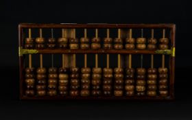 Traditional Wooden Abacus Plaque to side 'Lotus Flower Brand,