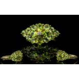 Ladies 9ct Gold Attractive Peridot Cluster Dress Ring. Fully Hallmarked for 375 - 9ct.