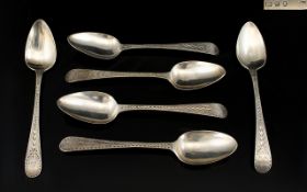 George III Set of Six Silver Teaspoons. Hallmark London 1805, Makers Mark P.B. A.B. W.