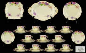 Roslyn China - Superb Quality Hand Painted Art Deco Period ( 39 ) Piece Tea Service. c.1930.