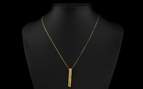 9ct Yellow Gold - Modern Design Pendant Attached to 9ct Gold Chain.