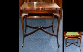 Early 20th Century Fold Over Card Table, With Green Back.
