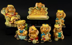 Collection of Pendelfin Ceramic Figures. Includes Various Rabbit Figures.