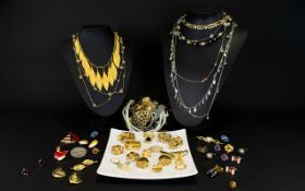 A Quantity Of Costume Jewellery Housed in plastic case, contains several brooches,