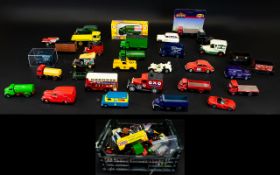 Box Of Loose Model Toy Cars.