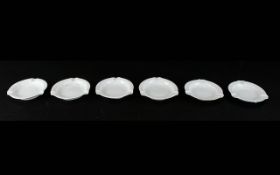 6 Shelley Small White Bone China Ash Trays.