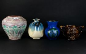 A Collection Of Pottery To Include Treacle Glazed Staffordshire Frog Mug With Moulded Decoration.