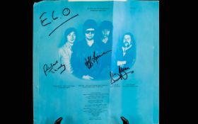 ELO Autographs on L.P Inner Sleeve ( No Record ) Signed by Jeff Lynne, Bev Bevan and Richard Tandy.