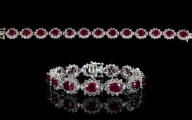 Ruby and Natural White Zircon Line Bracelet,