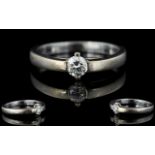 Contemporary Design 18ct White Gold Single Stone Diamond Ring,