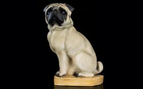 A Limited Edition Ceramic Resin Figure By North Light Titled Pug Seated Facing Left Fawn Numbered