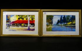 R L Valente - Two Acrylic On Board Paintings, Parisian Scenes, Both Signed Lower Right, 7.