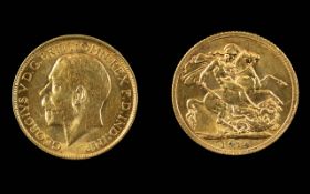 George V 22ct Gold Full Sovereign - 1914, London Mint. Mint / E,F Condition. Please See Photo.