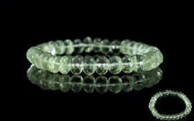 Green Amethyst Rondelle Bead Bracelet,