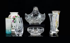 A Small Collection Of Cut Glass And Crystal Items Seven in total to include cut glass basket,