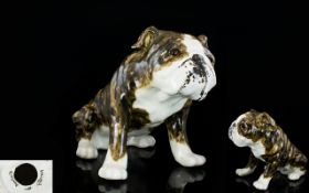 J. Winstanly Signed Early and Rare Large Handmade and Impressive Bulldog Figure, with Glass Eyes.