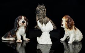 Sylvac Ceramic Dog Figures ( 3 ) + One Beswick Small Fox Terrier with Ladybird on Nose.
