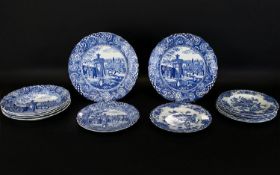 Midwinter Landscape Pattern Assorted Pieces (8) eight in total Circa 1950's. Also includes (6) six