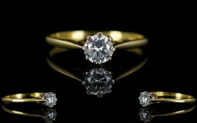 18ct Gold Single Stone Diamond Ring. Fully Hallmarked for 750 - 18ct. Good Clarity and Colour.