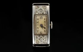 Ladies 1920's Platinum and Diamond Set Mechanical Watch Head / Case. Marked for Platinum.