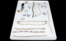 A Mixed Collection Of Contemporary Silver Jewellery Approx 19 items in total to include marcasite