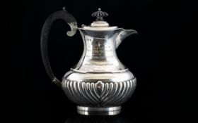 Edwardian Sterling Silver Teapot, Presented to Supt - Joseph Fleming, Dumfriesshire Police.