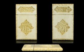 Chinese 19th Century - Superb Quality Carved Ivory Card Case of Rectangular Form. Please See Photo