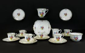 Shelley - 1920's Fine Quality ( 20 ) Piece Bone China Tea Service ' Hampton Court ' Basket of