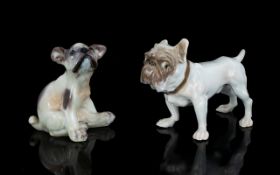 Dahl Jensen For Royal-Copenhagen Two Figurines In The Form Of An English Bulldog And French Bulldog