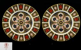 Royal Crown Derby - Superb Quality Pair of Large Old Imari Pattern Cabinet Plates.