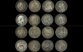 A Collection of Eight Silver Shillings - Please See Photos. Comprises 1/ George III - Date 1819.