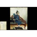 Chinese - Good Quality 19th Century Miniature Painting on Ivory, Depicts a Young Chinese Girl