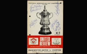 George Best, Denis Law, Bobby Charlton, Nobby Stile (Manchester United) Autographs on programme from