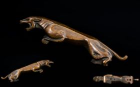 Jaguar ' Leaping ' Bronze Car Mascot, From a Jaguar XJS. In Overall Wonderful Original Condition.