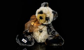 Charlie Bears Ltd and Numbered Edition Panda Teddy Bear - Name ' Manfred ' with Bell. CB193986B.