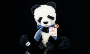 Charlie Bears Ltd and Numbered Edition Panda Bear - Name ' Ming ' with Black and White Plush and