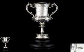 Victorian Period Top Quality Silver Two Handle Trophy Cup,