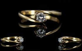 Ladies 9ct Gold Single Stone Diamond Ring. The Diamond of Good Colour and Clarity. Est Diamond
