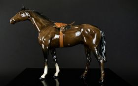 Beswick Large Horse Figure ' Racehorse ' Large with Saddle. Model No 1564. 11 Inches - 28 cm Tall.