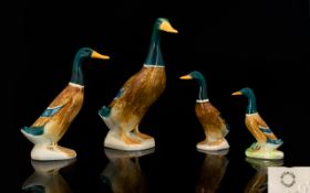 Beswick Set of 4 Bird Figures ' Mallard Ducks ' Standing. Model No 756, Designer Mr Watkin.