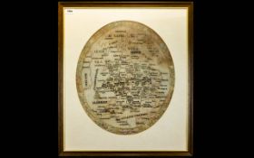 An 18th Century Embroidered Silk Sampler Depicts the map of England and Wales in ovoid floral