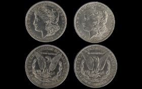 United States of America Silver One Dollars ( 2 ) High Grade. Dates 1921 - 1888 Philadelphia Mint
