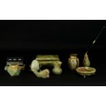 A Collection of Green Onyx Decorative Items (9) in total.