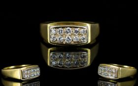 Gentleman's Nice Quality 18ct Gold Diamond Set Dress Ring,