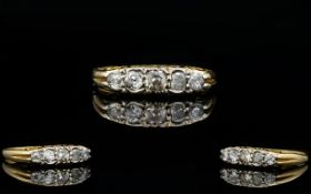 Antique Period 18ct Gold 5 Stone Diamond Set Dress Ring, The Old Cut Diamonds of Good Colour.