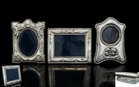 Elizabeth II Collection of Silver Photo Frames of Small Size ( 3 ) Three In Total.