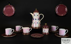 Carltonware Art Deco Stunning And Very Unique Much Sought After Lustre Pottery 13 Piece Coffee Set