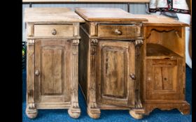 Three Pine Bedside Tables A/F