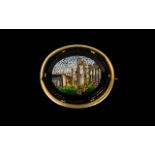 Grand Tour - Superb Quality 19th Century Pietra Dura Micro Mosaic Brooch, Depicting The Forum In